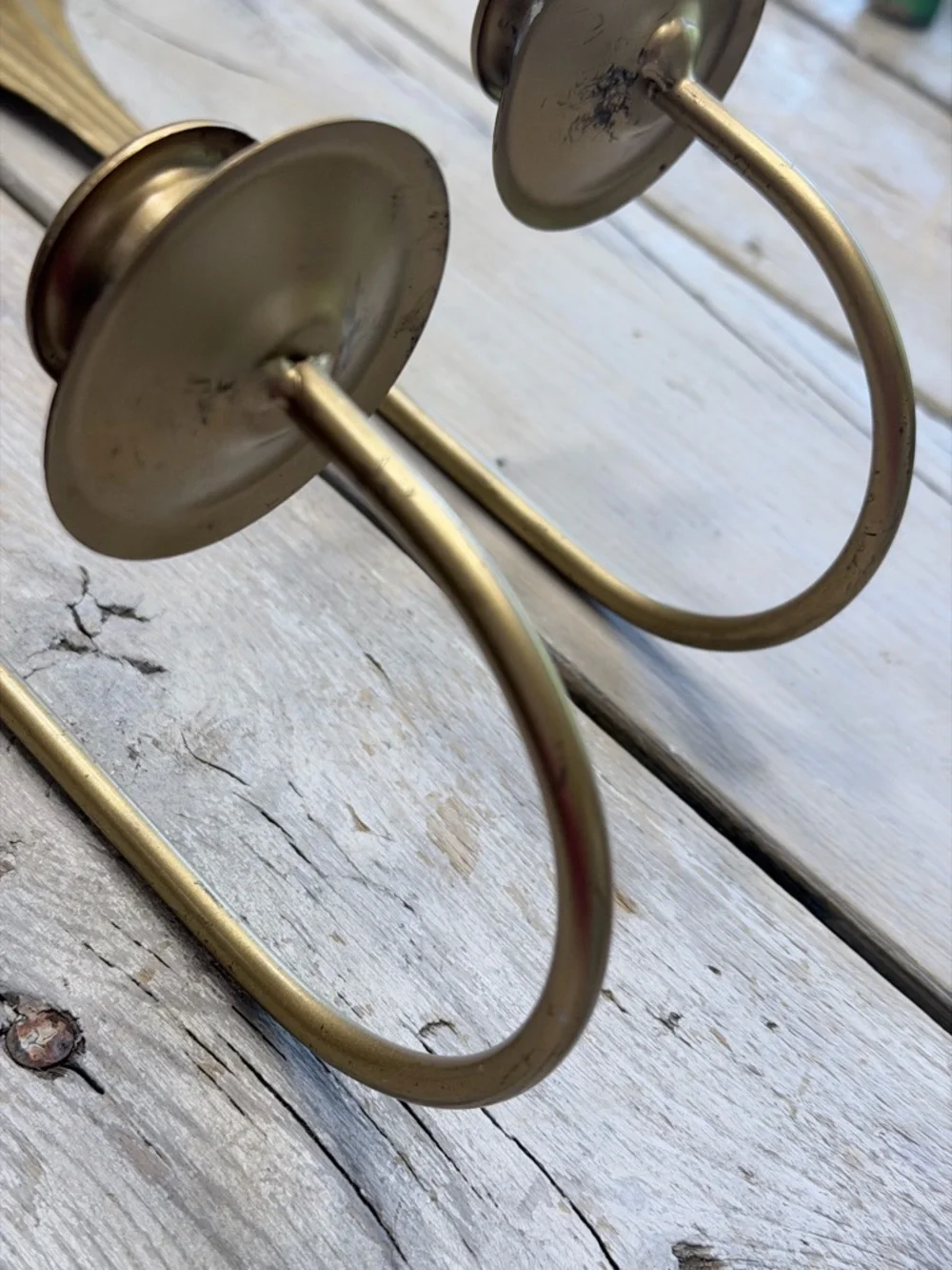 2 Vintage Gold Tone Acanthus Leaf Wall Candle Sconces | Holders. MCM | 70’s
